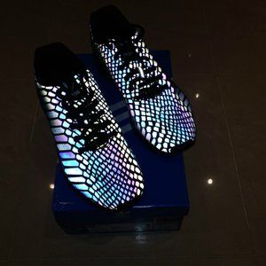Adidas Men's 11 ZX Flux XENO Reflective 2015 Shoes Iridescent Black Soles